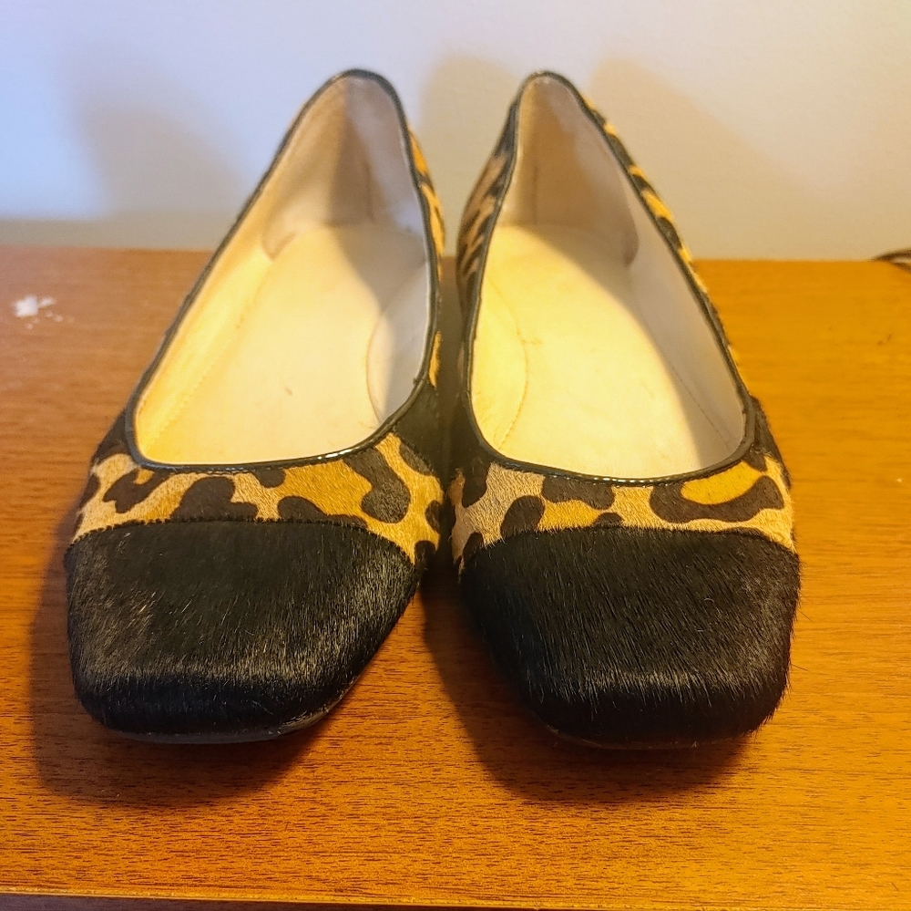 Calvin Klein Leopard Print fur flats size 7M